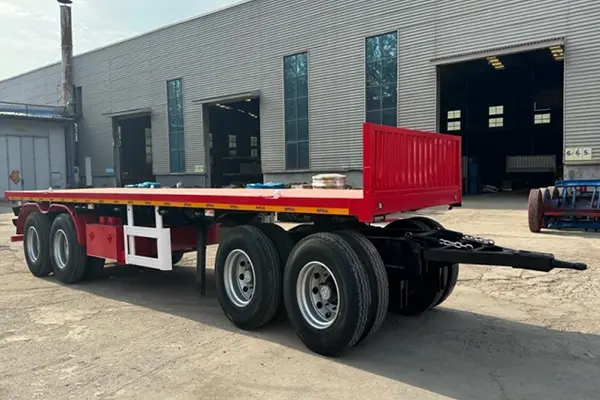 4 Axle Flatbed Drawbar Full Trailer med Dolly vil bli sendt til Nigeria