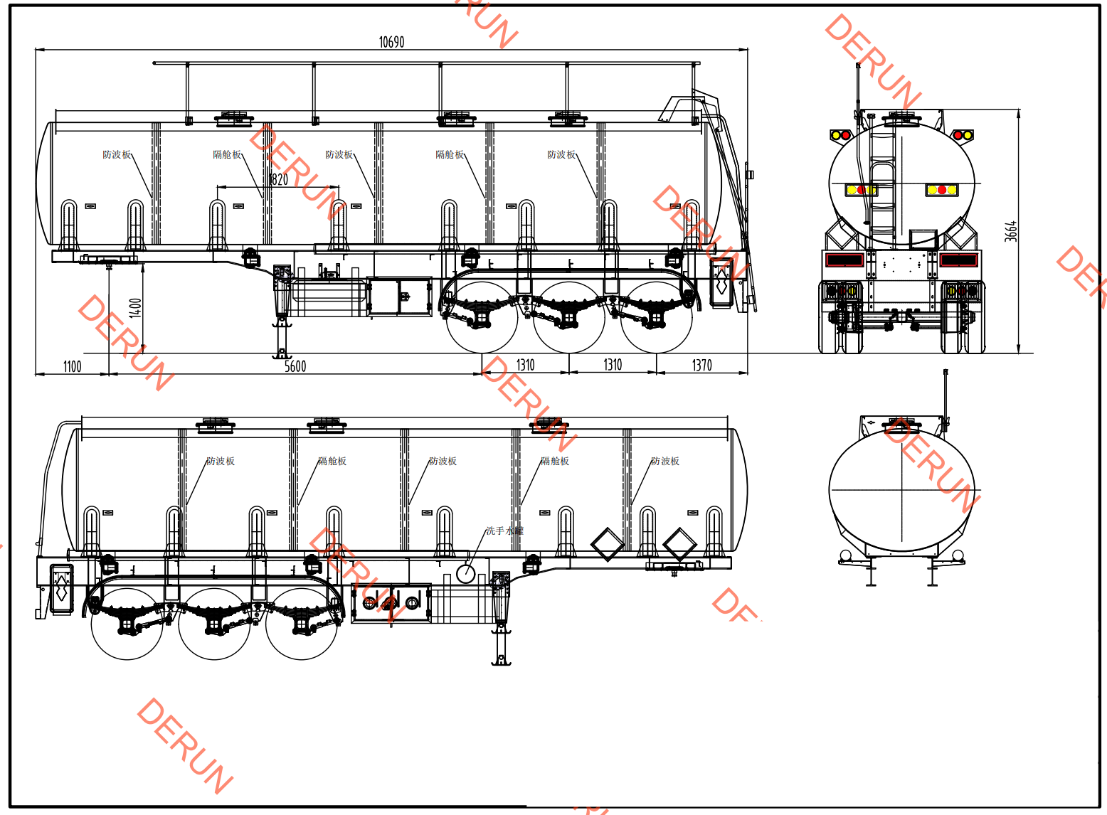 Tegning av 30 CBM Oil Tank Semi Trailer