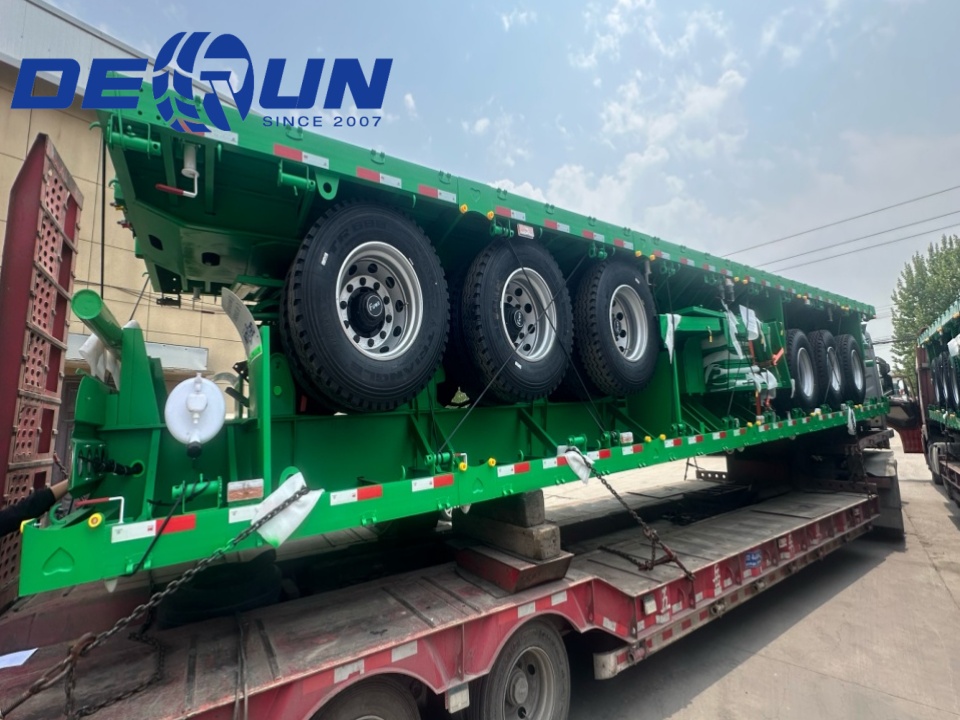 Derun 4 enheter tri-aksel lastedropside semitrailer er sendt til Algerie